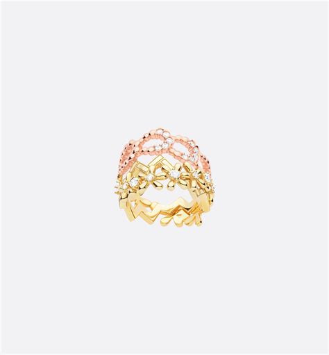 Galons Dior Ring Yellow Gold and Pink Gold with Diamonds 